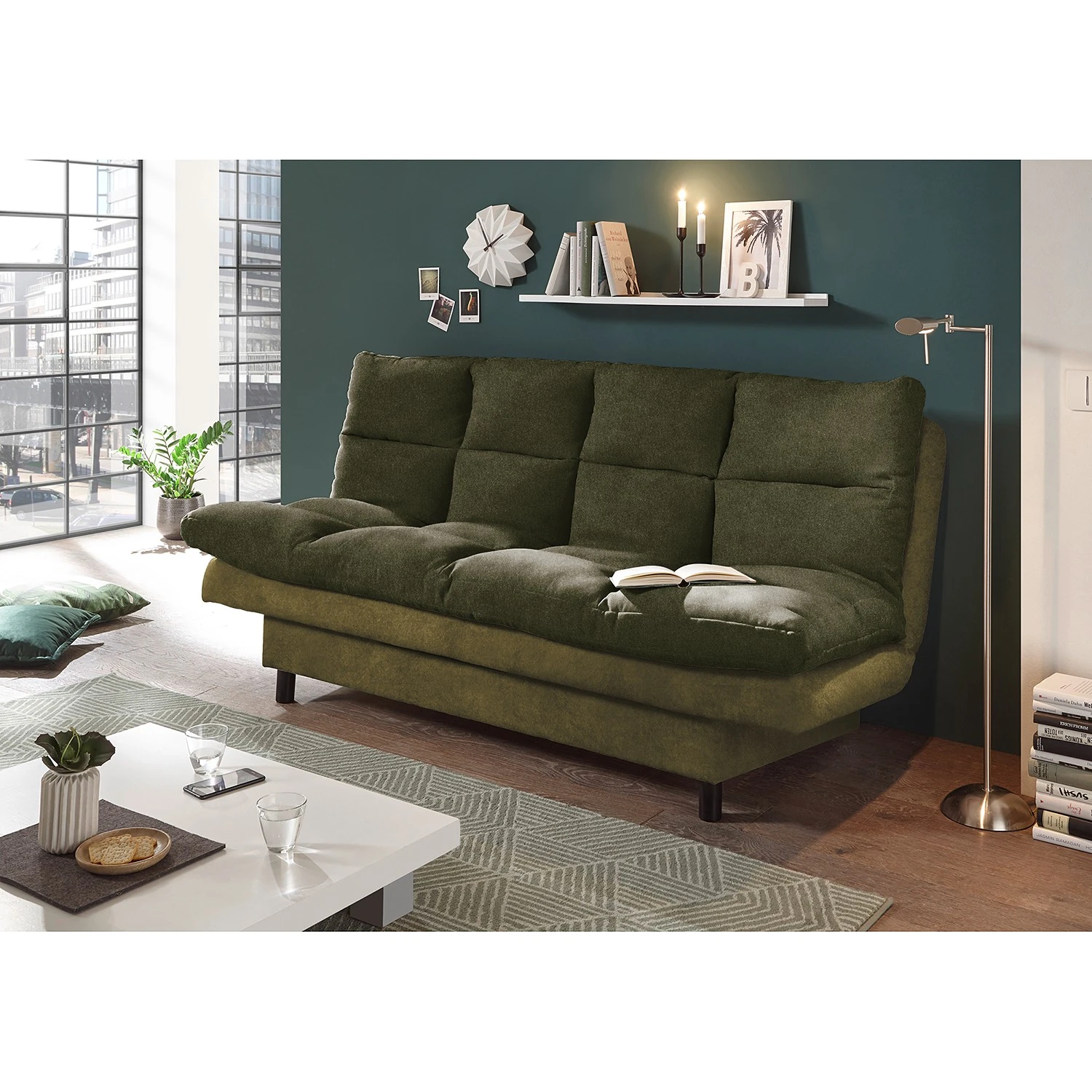 Loftscape Schlafsofa Vallenay II - Webstoff / Microfaser - Microfaser Salvo: Olivgrün 2 Loftscape Schlafsofa Vallenay II - Webstoff / Microfaser - Microfaser Salvo: Olivgrün – Bild 2