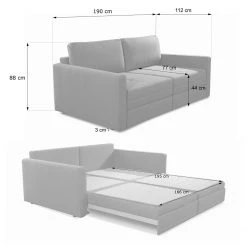 Loftscape Sofa Guillac (2-Sitzer) - Flachgewebe - Flachgewebe Gila: Anthrazit - Mit Schlaffunktion -Wohnzimmermöbel boutique en ligne 1000253904 210419 15222601577 SKETCH DETAILS P000000001000253904 sketch