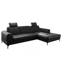 Loftscape Ecksofa Lascaux - Echtleder - Echtleder Pua: Schwarz - Longchair davorstehend rechts