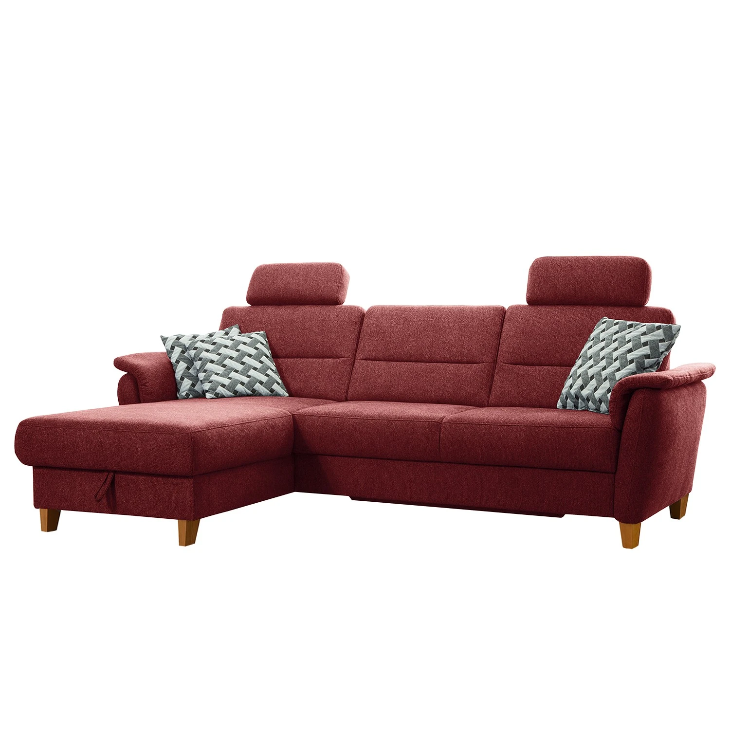 Loftscape Ecksofa Baulon I - Flachgewebe - Flachgewebe Ama: Weinrot - Longchair davorstehend links - Mit Schlaffunktion 1 Loftscape Ecksofa Baulon I - Flachgewebe - Flachgewebe Ama: Weinrot - Longchair davorstehend links - Mit Schlaffunktion