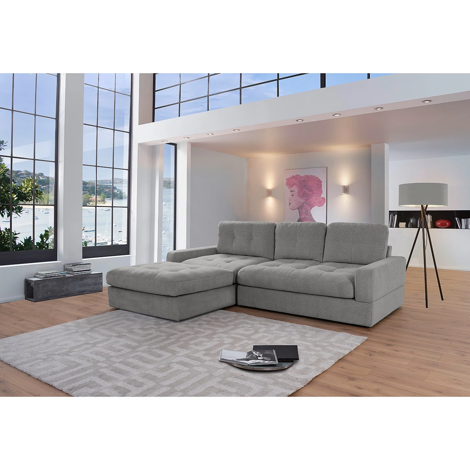 Fredriks Ecksofa Montfort - Chenille - Chenille Alix: Grau - Breite: 263 cm - Longchair davorstehend links 2 Fredriks Ecksofa Montfort - Chenille - Chenille Alix: Grau - Breite: 263 cm - Longchair davorstehend links – Bild 2