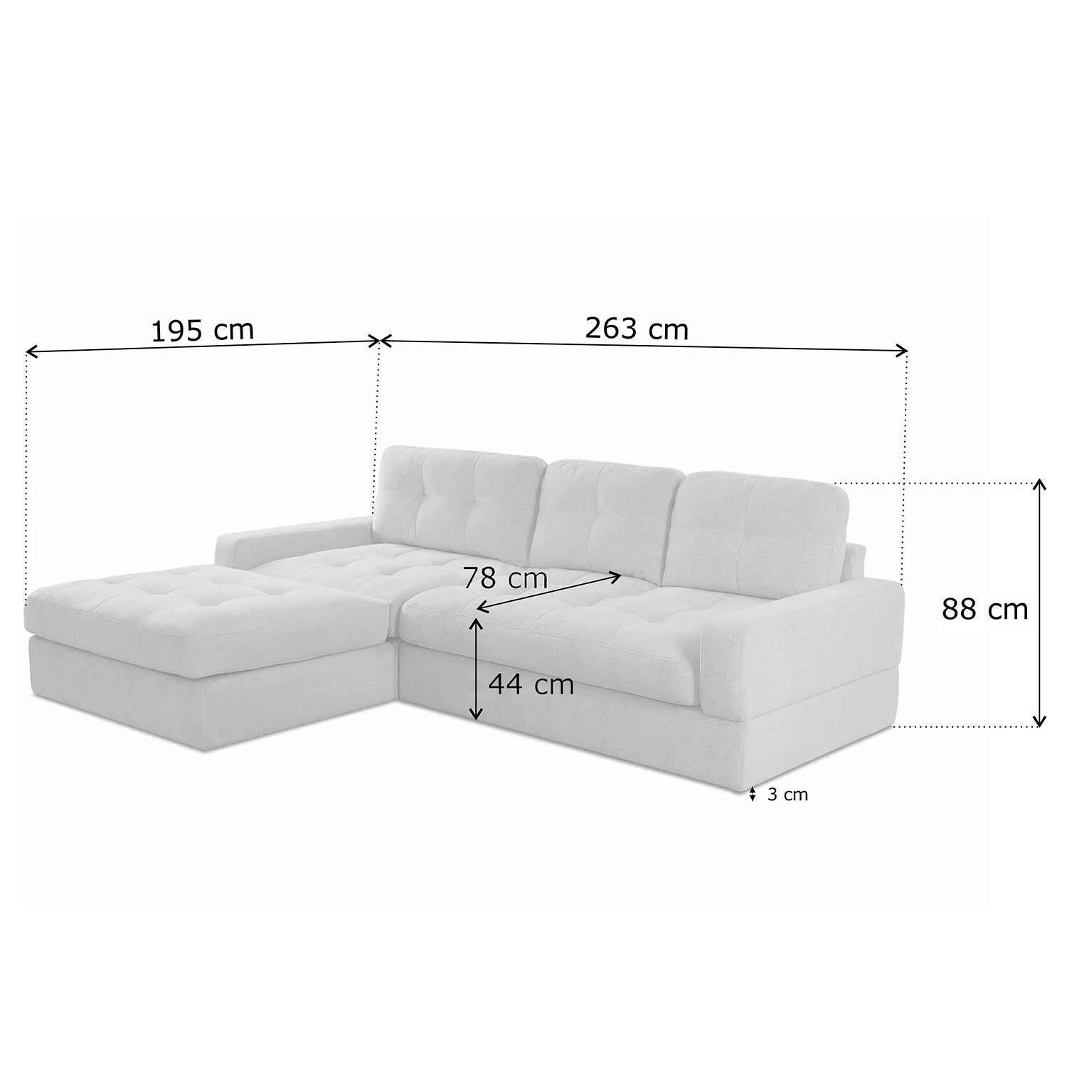 Fredriks Ecksofa Montfort - Chenille - Chenille Alix: Grau - Breite: 263 cm - Longchair davorstehend links 9 Fredriks Ecksofa Montfort - Chenille - Chenille Alix: Grau - Breite: 263 cm - Longchair davorstehend links – Bild 9