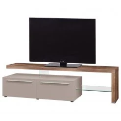 GWINNER TV-Lowboard Bellano I - Echtholzfurnier - Matt Fango / Astnussbaum - Ausrichtung rechts - Ohne Beleuchtung