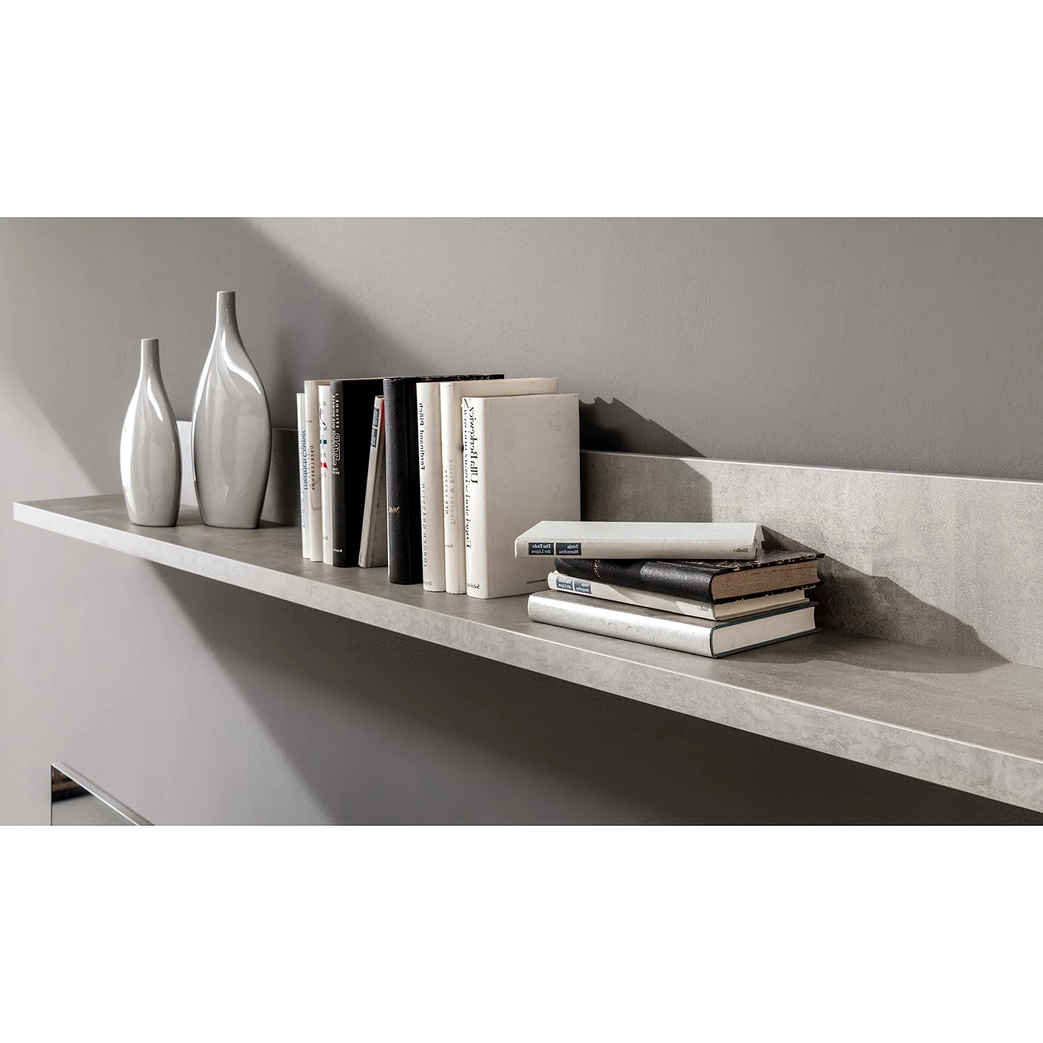 GWINNER Wohnwand Bellano II (3-teilig) - Matt Weiß / Beton Dekor - Ausrichtung rechts - Mit Beleuchtung 6 GWINNER Wohnwand Bellano II (3-teilig) - Matt Weiß / Beton Dekor - Ausrichtung rechts - Mit Beleuchtung – Bild 6