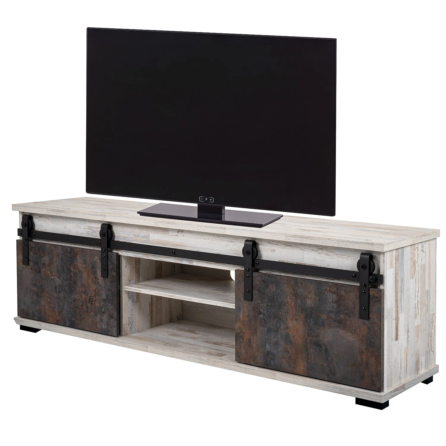 Maison Belfort TV-Lowboard Janze - Kiefer Weiß Dekor / Vintage Braun 1 Maison Belfort TV-Lowboard Janze - Kiefer Weiß Dekor / Vintage Braun