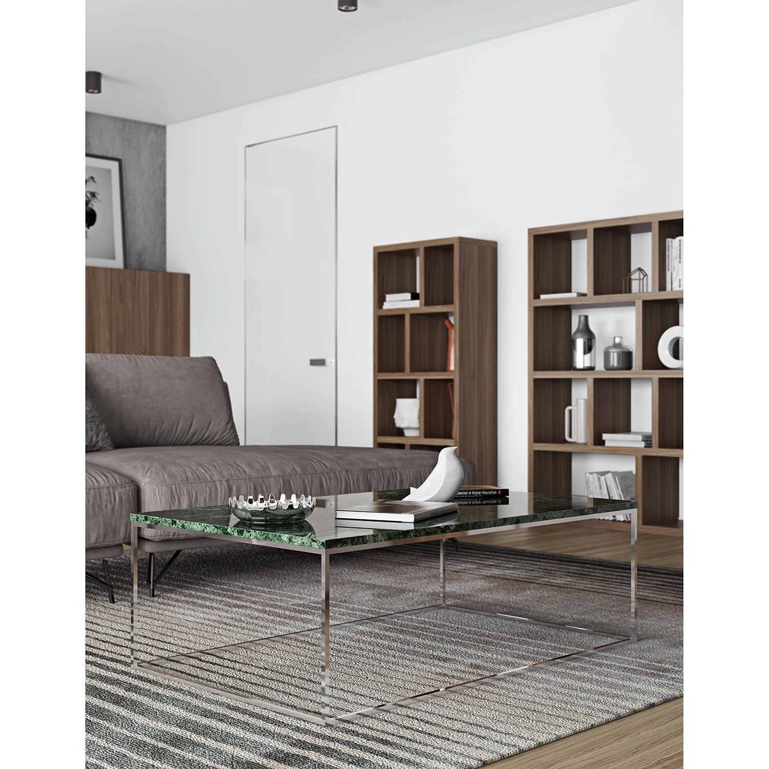 Temahome Couchtisch Gleam I - Marmor / Metall - Grün / Chrom - Breite: 120 cm 3 Temahome Couchtisch Gleam I - Marmor / Metall - Grün / Chrom - Breite: 120 cm – Bild 3