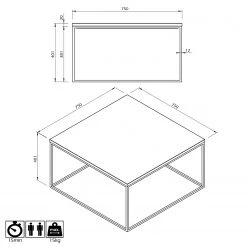 Temahome Couchtisch Gleam I - Marmor / Metall - Grün / Schwarz - Breite: 75 cm -Wohnzimmermöbel boutique en ligne 1000255267 210324 15033700392 SKETCH DETAILS P000000001000255267 sketch