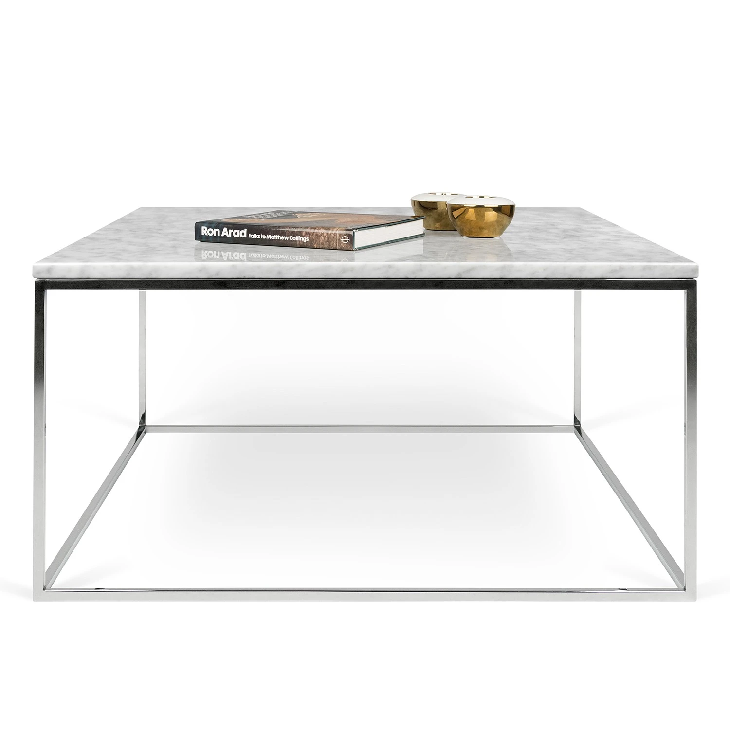 Temahome Couchtisch Gleam I - Marmor / Metall - Weiß / Chrom - Breite: 75 cm 5 Temahome Couchtisch Gleam I - Marmor / Metall - Weiß / Chrom - Breite: 75 cm – Bild 5