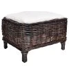 Ars Natura Fußhocker Bedous - Webstoff / Rattan