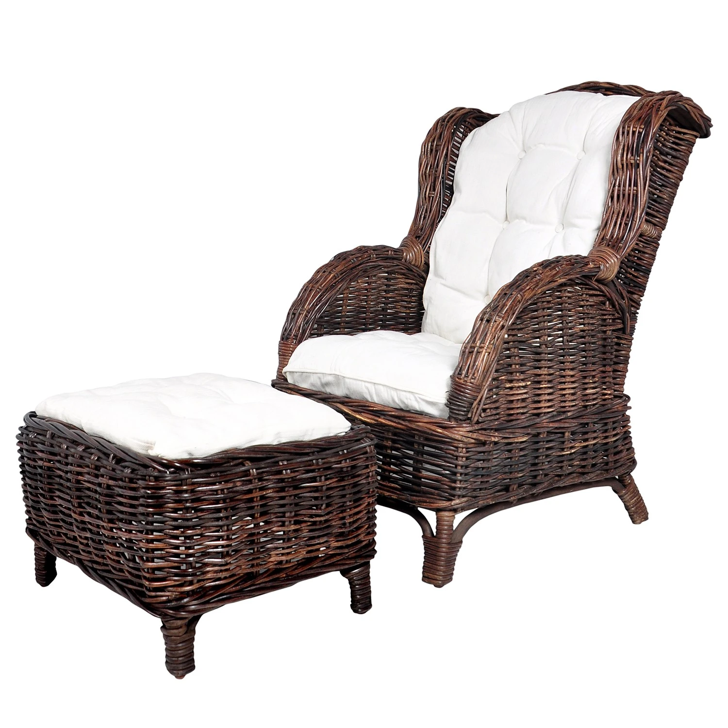 Ars Natura Fußhocker Bedous - Webstoff / Rattan 3 Ars Natura Fußhocker Bedous - Webstoff / Rattan – Bild 3