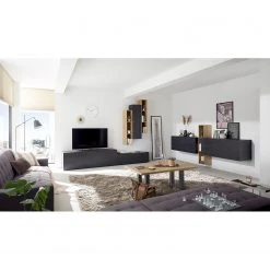 Loftscape Wohnwand Booster III (5-teilig) - Eiche Schwarz Dekor / Eiche Dekor -Wohnzimmermöbel boutique en ligne 1000255401 210413 11403300008 MOOD DETAILS P000000001000255401 mood