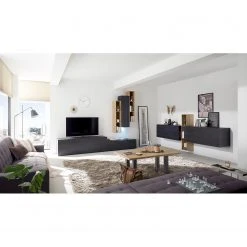 Loftscape Wohnwand Booster III (5-teilig) - Eiche Schwarz Dekor / Eiche Dekor -Wohnzimmermöbel boutique en ligne 1000255401 210413 11403400009 MOOD DETAILS P000000001000255401 mood