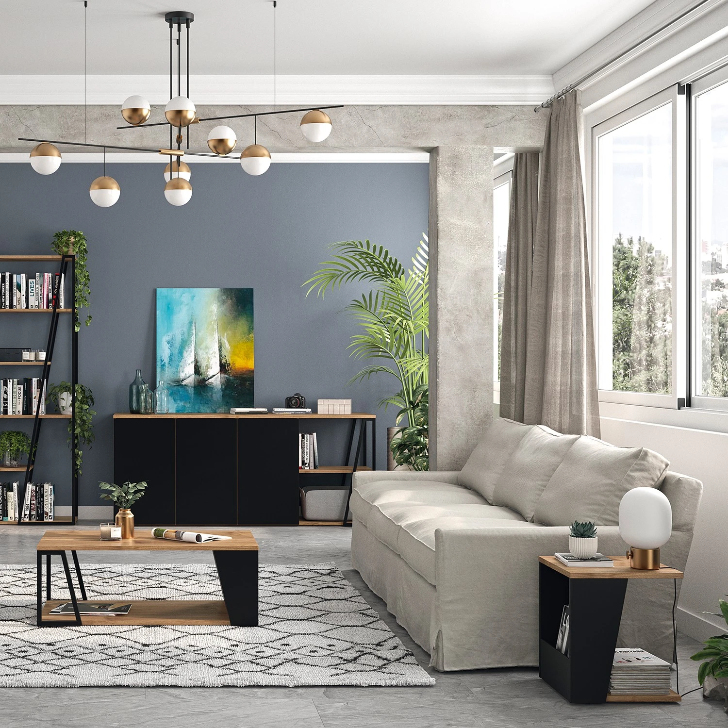 Temahome Beistelltisch Albi - Echtholzfurnier - Walnuss / Schwarz 2 Temahome Beistelltisch Albi - Echtholzfurnier - Walnuss / Schwarz – Bild 2