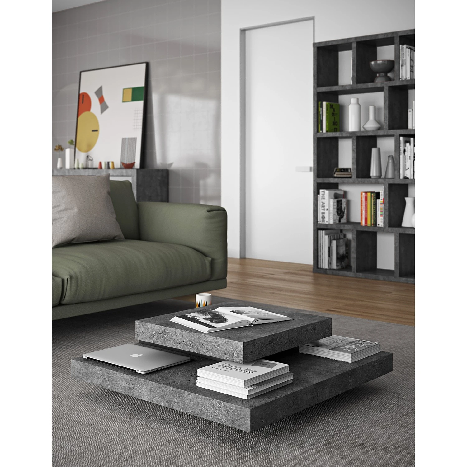 Temahome Couchtisch Slate - Beton Dekor / Schwarz 2 Temahome Couchtisch Slate - Beton Dekor / Schwarz – Bild 2