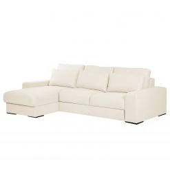 Bizzarto Ecksofa Gurabo I - Webstoff Sogol: Creme - Longchair davorstehend links - Mit Schlaffunktion