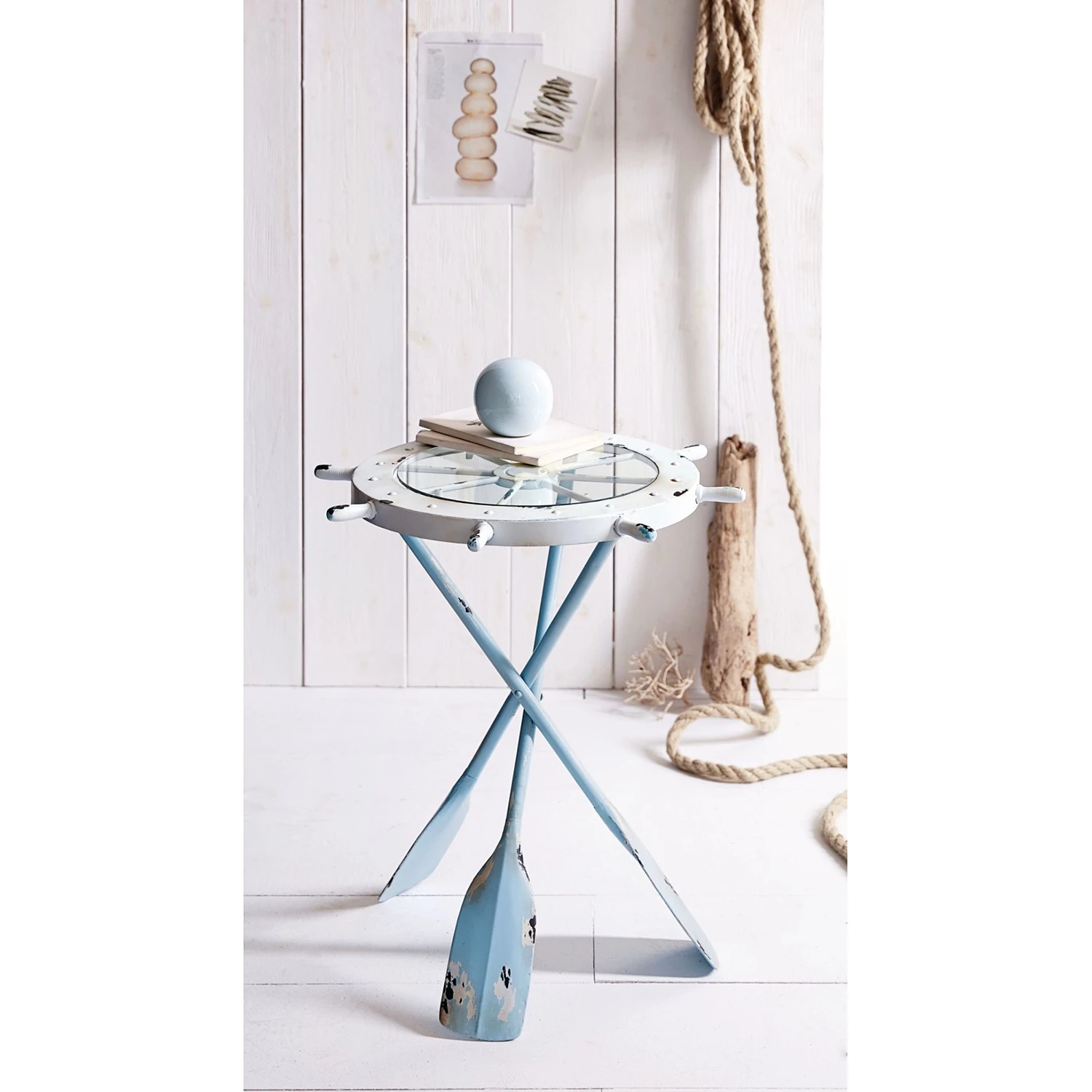 Loftscape Beistelltisch Tingry - Antik Weiß / Antik Hellblau 2 Loftscape Beistelltisch Tingry - Antik Weiß / Antik Hellblau – Bild 2