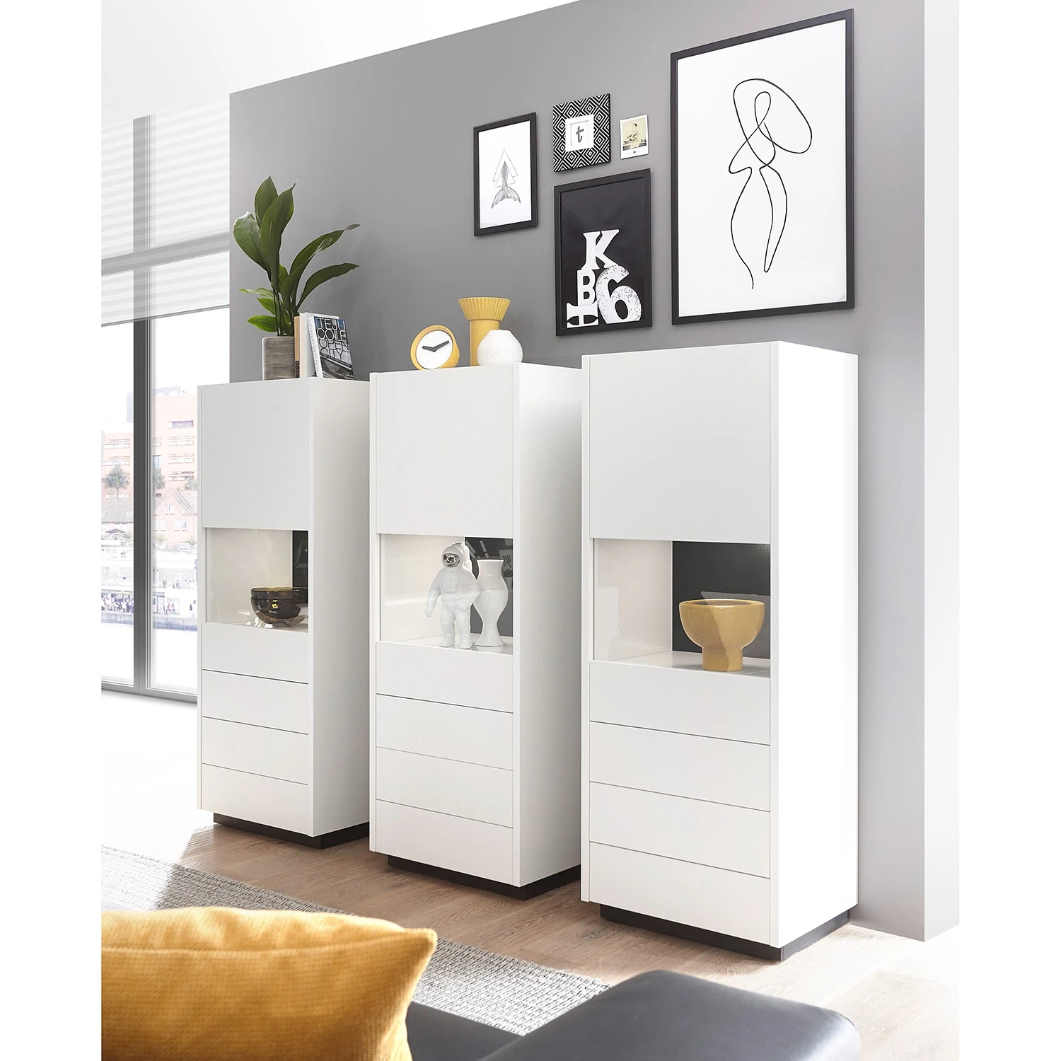 Loftscape Highboard Muuga I - Weiß / Grau 2 Loftscape Highboard Muuga I - Weiß / Grau – Bild 2