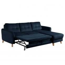 Loftscape Ecksofa Heimari I - Samt Safa: Dunkelblau - Longchair davorstehend rechts - Mit Schlaffunktion -Wohnzimmermöbel boutique en ligne 1000263618 220517 030 DETAILS P000000001000263618