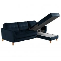 Loftscape Ecksofa Heimari I - Samt Safa: Dunkelblau - Longchair davorstehend rechts - Mit Schlaffunktion -Wohnzimmermöbel boutique en ligne 1000263618 220517 040 DETAILS P000000001000263618