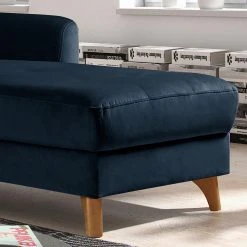 Loftscape Ecksofa Heimari I - Samt Safa: Dunkelblau - Longchair davorstehend rechts - Mit Schlaffunktion -Wohnzimmermöbel boutique en ligne 1000263618 220517 080 DETAILS P000000001000263618