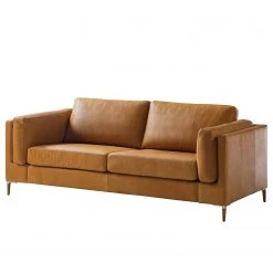 Studio Copenhagen 2,5-Sitzer Sofa COSO Classic+ - Echtleder Taru: Hellbraun - Eiche Dunkel