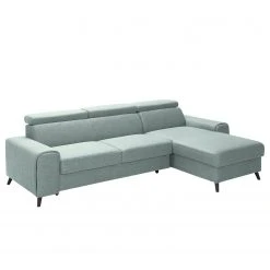 Loftscape Ecksofa Cadima II - Webstoff - Webstoff Cavo: Pastellblau - Longchair davorstehend rechts - Mit Schlaffunktion