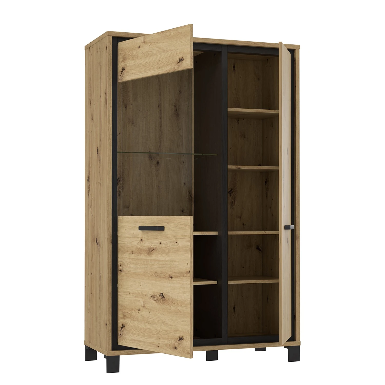 Red Living Vitrinenschrank Egan III - Eiche Artisan Dekor / Eiche Schwarz Dekor 2 Red Living Vitrinenschrank Egan III - Eiche Artisan Dekor / Eiche Schwarz Dekor – Bild 2