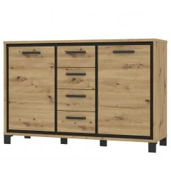 Red Living Sideboard Egan III - Eiche Artisan Dekor / Eiche Schwarz Dekor