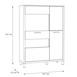 Norrwood Highboard Boyd III - Weiß / Eiche Dekor -Wohnzimmermöbel boutique en ligne 1000270229 210609 06155500131 SKETCH DETAILS P000000001000270229 sketch
