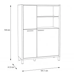Norrwood Highboard Boyd I - Weiß / Eiche Dekor -Wohnzimmermöbel boutique en ligne 1000270243 210609 06160200246 SKETCH DETAILS P000000001000270243 sketch