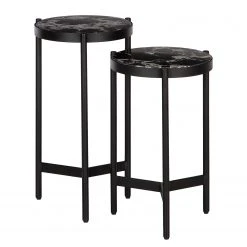 Studio Copenhagen Beistelltisch Abee I (2er-Set) - Marmor Schwarz Dekor / Schwarz -Wohnzimmermöbel boutique en ligne 1000270348 220809 030 DETAILS P000000001000270348