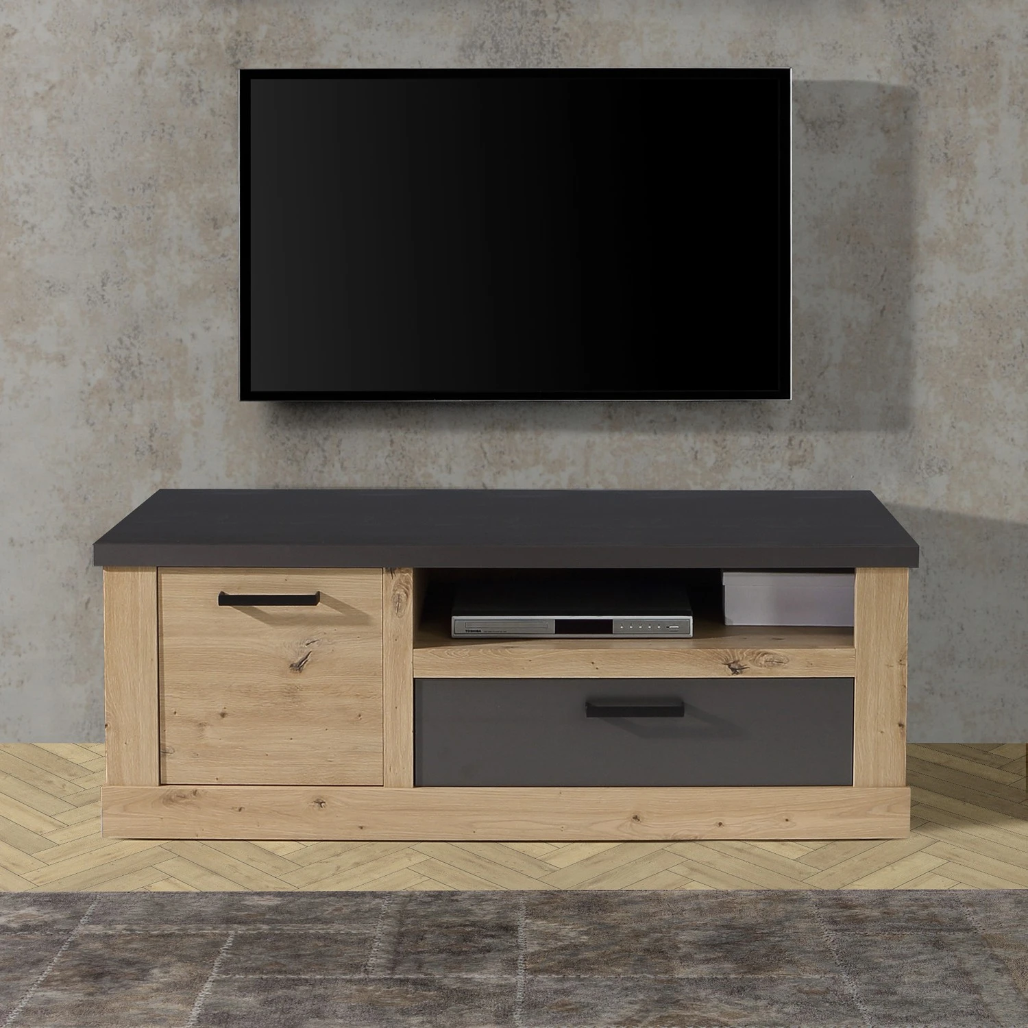 Ridgevalley TV-Lowboard Moro - Eiche Artisan Dekor / Grau 2 Ridgevalley TV-Lowboard Moro - Eiche Artisan Dekor / Grau – Bild 2