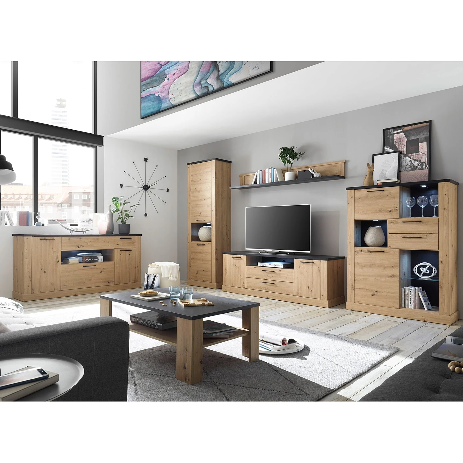 Ridgevalley Schrank Nanda I - Eiche Artisan Dekor / Eiche Schwarz Dekor 4 Ridgevalley Schrank Nanda I - Eiche Artisan Dekor / Eiche Schwarz Dekor – Bild 4