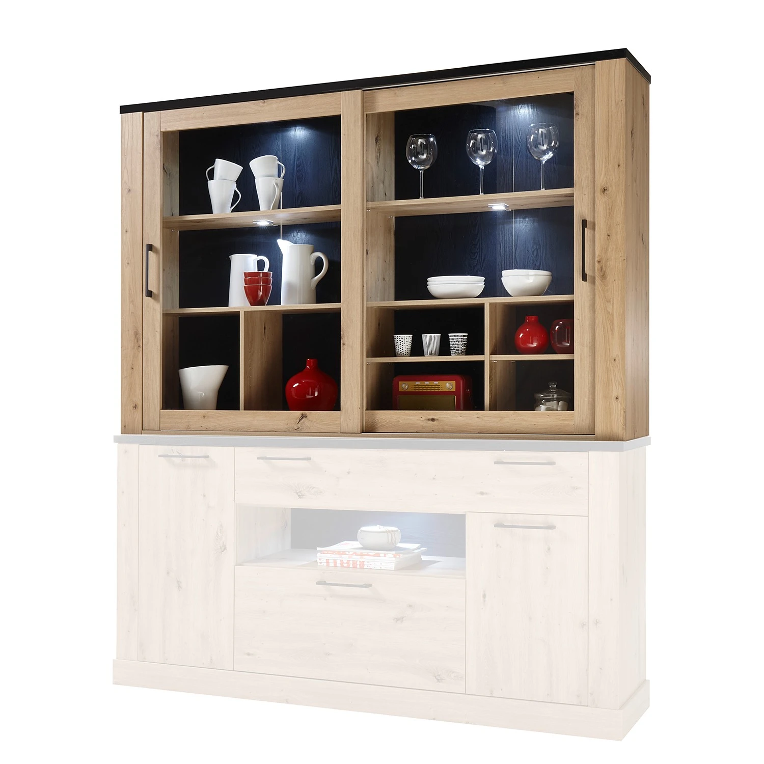 Ridgevalley Buffetaufsatz Nanda - Eiche Artisan Dekor / Eiche Schwarz Dekor 1 Ridgevalley Buffetaufsatz Nanda - Eiche Artisan Dekor / Eiche Schwarz Dekor