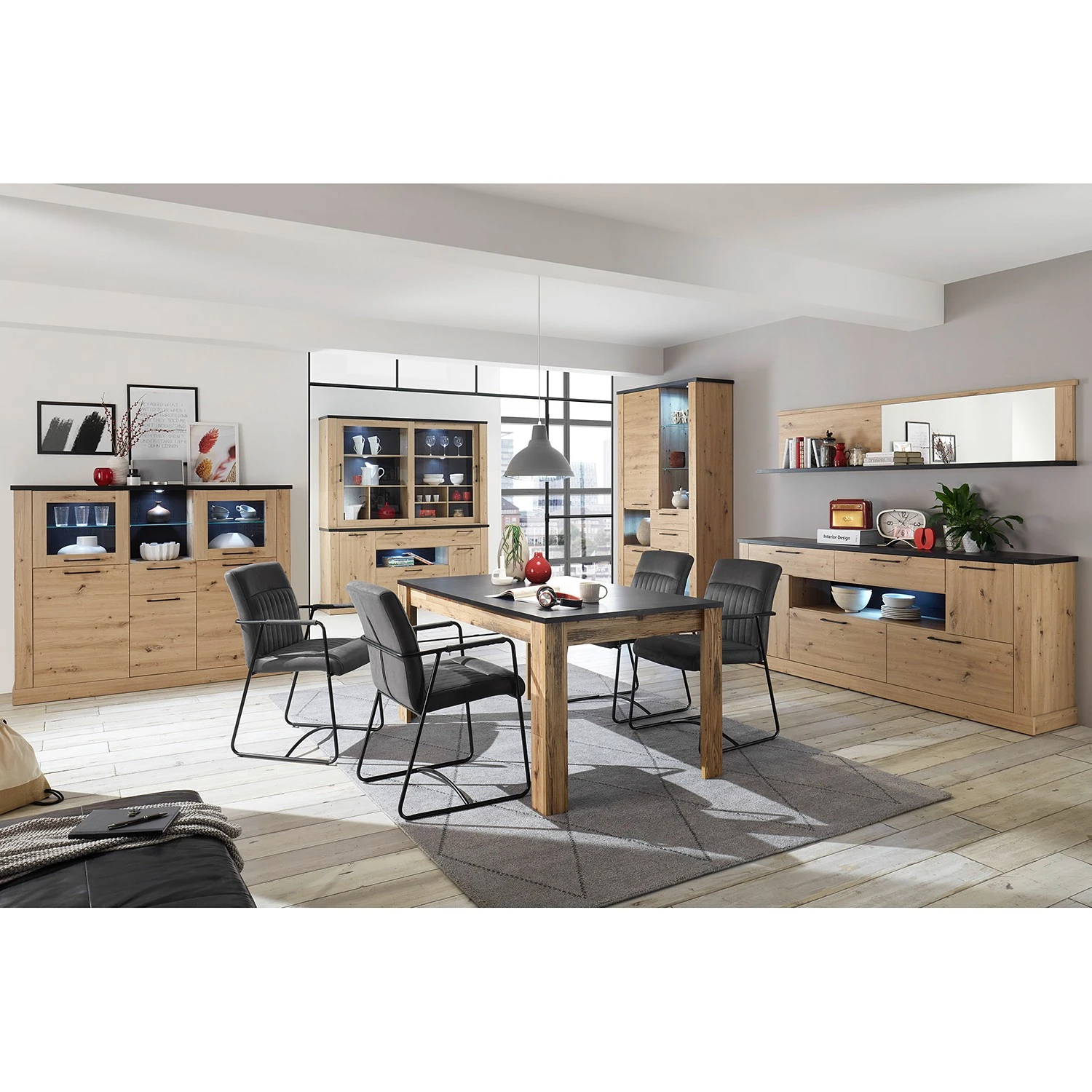 Ridgevalley Buffetaufsatz Nanda - Eiche Artisan Dekor / Eiche Schwarz Dekor 3 Ridgevalley Buffetaufsatz Nanda - Eiche Artisan Dekor / Eiche Schwarz Dekor – Bild 3