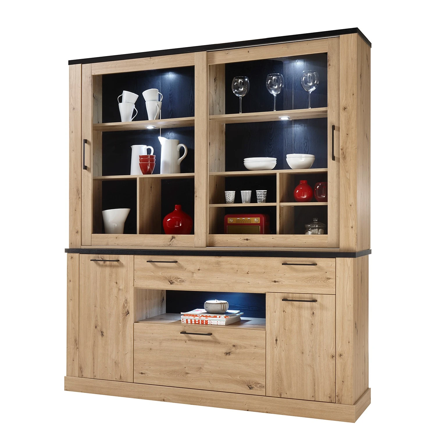 Ridgevalley Buffetaufsatz Nanda - Eiche Artisan Dekor / Eiche Schwarz Dekor 5 Ridgevalley Buffetaufsatz Nanda - Eiche Artisan Dekor / Eiche Schwarz Dekor – Bild 5