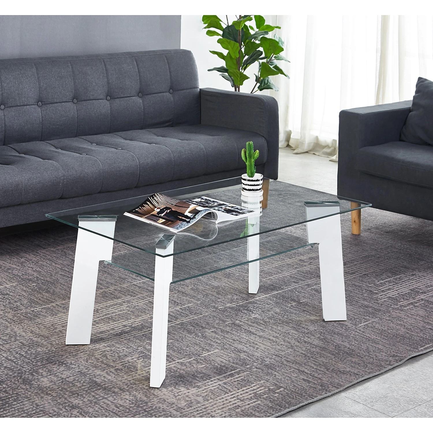 Loftscape Couchtisch Aken - Glas - Hochglanz Weiß 2 Loftscape Couchtisch Aken - Glas - Hochglanz Weiß – Bild 2