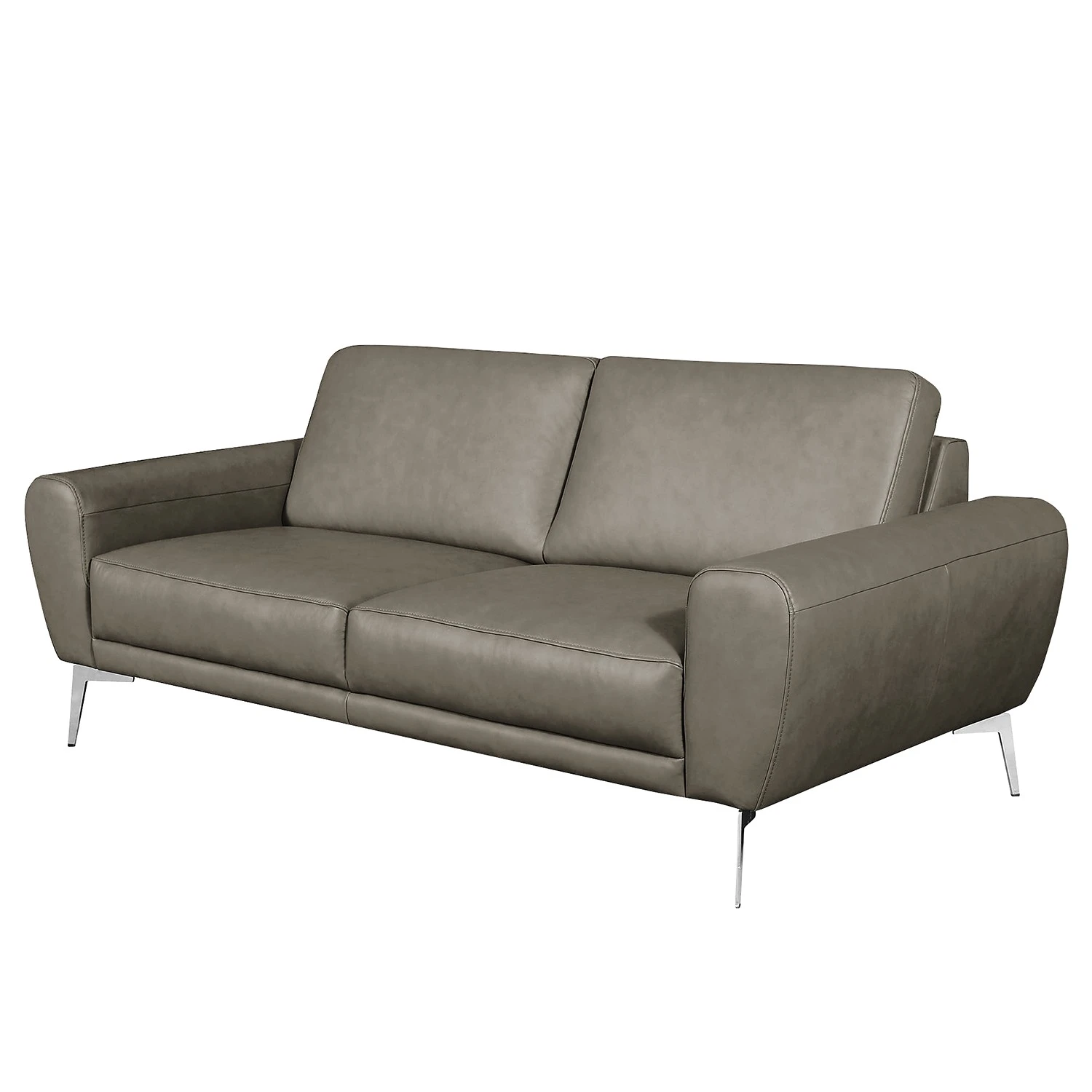 Loftscape Sofa Kerman (3-Sitzer) - Echtleder - Echtleder Nadra: Grau - Chrom glänzend 1 Loftscape Sofa Kerman (3-Sitzer) - Echtleder - Echtleder Nadra: Grau - Chrom glänzend