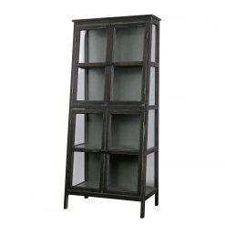 Red Living Vitrinenschrank Egelev - Kiefer massiv - Antik Schwarz