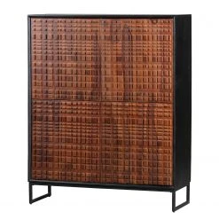 Red Living Highboard Dynk - Sheesham massiv - Sheesham / Schwarz