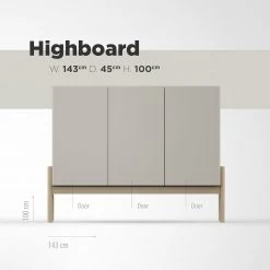 Studio Copenhagen Highboard Cooby - Muschelweiß / Eiche Hell -Wohnzimmermöbel boutique en ligne 1000276945 211111 1449020000501 SKETCH DETAILS P000000001000276945 sketch