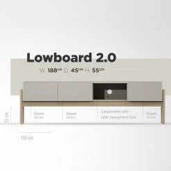 Studio Copenhagen TV-Lowboard Cooby II - Muschelweiß / Eiche Hell -Wohnzimmermöbel boutique en ligne 1000276947 211111 1449030000503 SKETCH DETAILS P000000001000276947 sketch