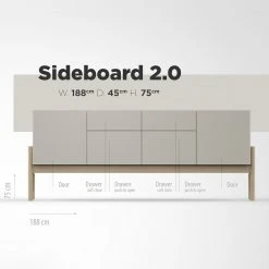 Studio Copenhagen Sideboard Cooby II - Muschelweiß / Eiche Hell -Wohnzimmermöbel boutique en ligne 1000276948 211111 1449030000504 SKETCH DETAILS P000000001000276948 sketch