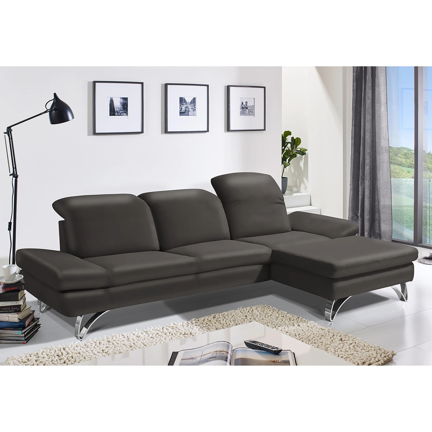 Loftscape Ecksofa Buin - Echtleder - Echtleder Canela: Anthrazit - Longchair davorstehend rechts 2 Loftscape Ecksofa Buin - Echtleder - Echtleder Canela: Anthrazit - Longchair davorstehend rechts – Bild 2
