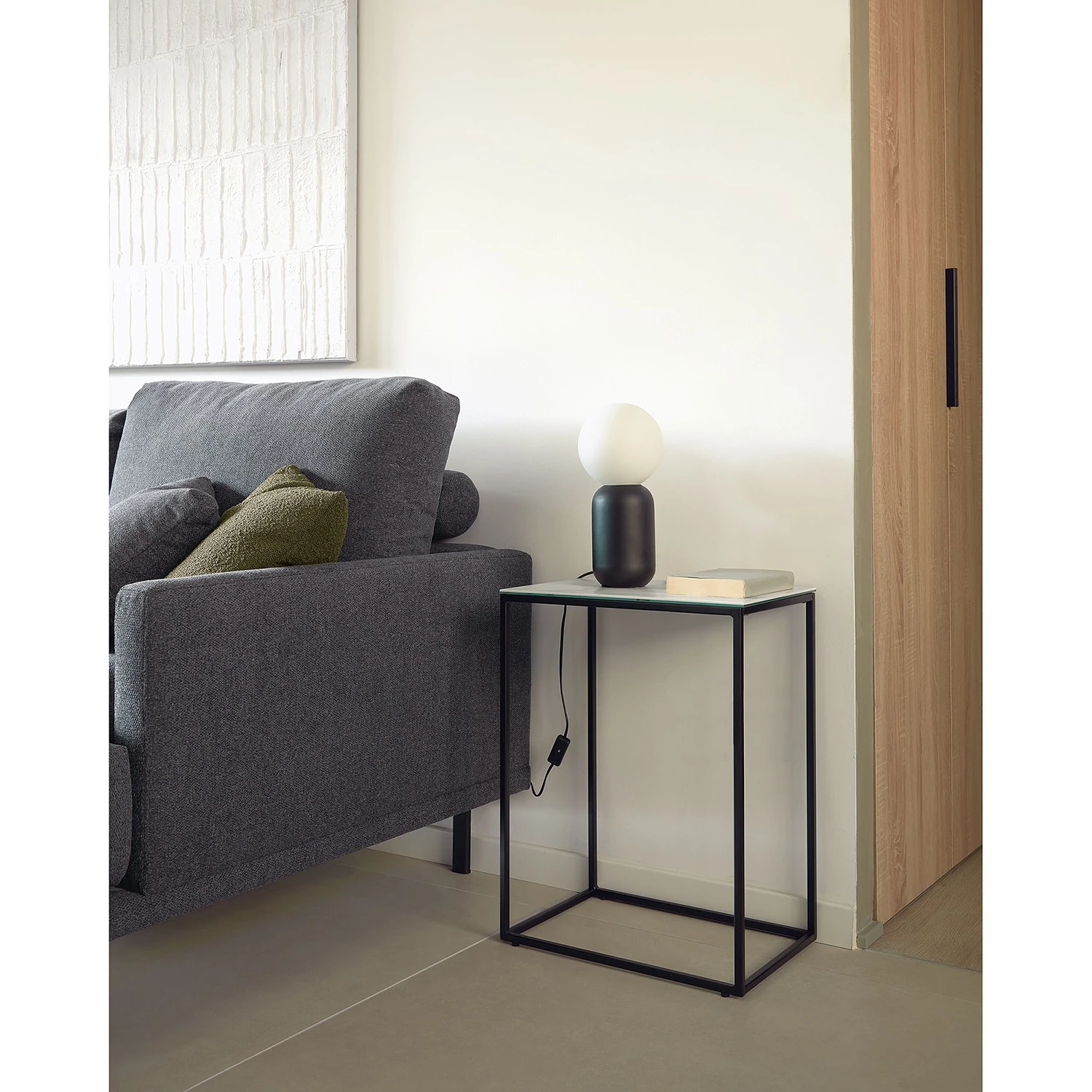 Loftscape Beistelltisch Rachel - Glas / Metall - Marmor Weiß Dekor / Schwarz 2 Loftscape Beistelltisch Rachel - Glas / Metall - Marmor Weiß Dekor / Schwarz – Bild 2