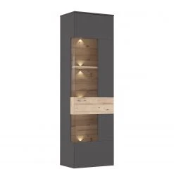 Loftscape Standvitrine Corey - Inkl. Beleuchtung - Eiche Dekor / Grau - Türanschlag rechts -Wohnzimmermöbel boutique en ligne 1000282738 211109 14434800062 DETAILS P000000001000282738