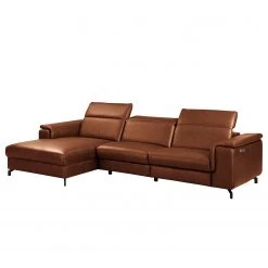 Ars manufacti Ecksofa Lagor - Echtleder - Echtleder Padme: Cognac - Longchair davorstehend links - Relaxfunktion