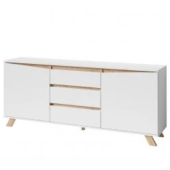 Norrwood Sideboard Rautha - Matt Weiß / Eiche Dekor - Breite: 180 cm