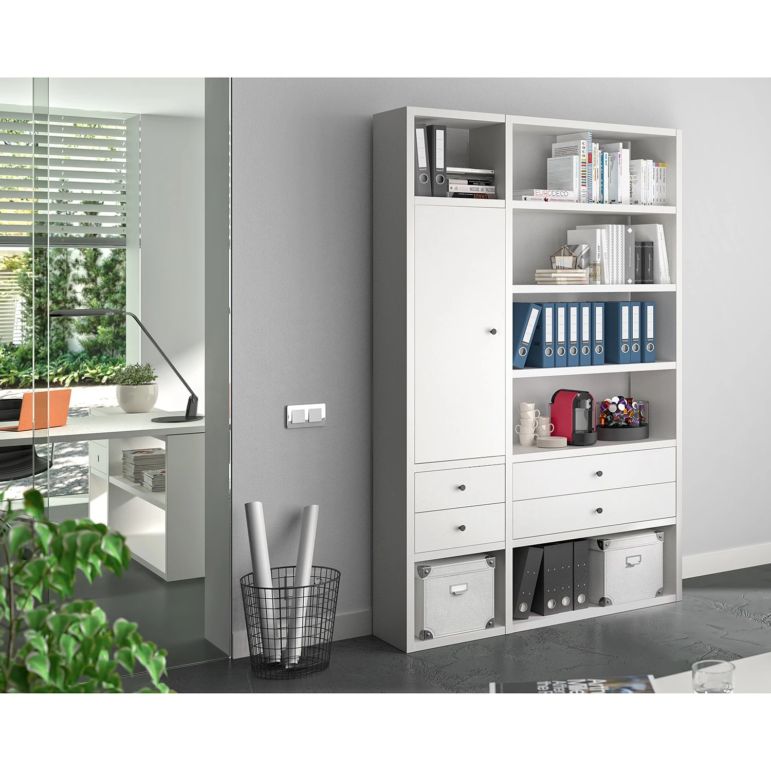 Fredriks Aktenregal-Kombination Emporio IV - Lack Weiß 2 Fredriks Aktenregal-Kombination Emporio IV - Lack Weiß – Bild 2