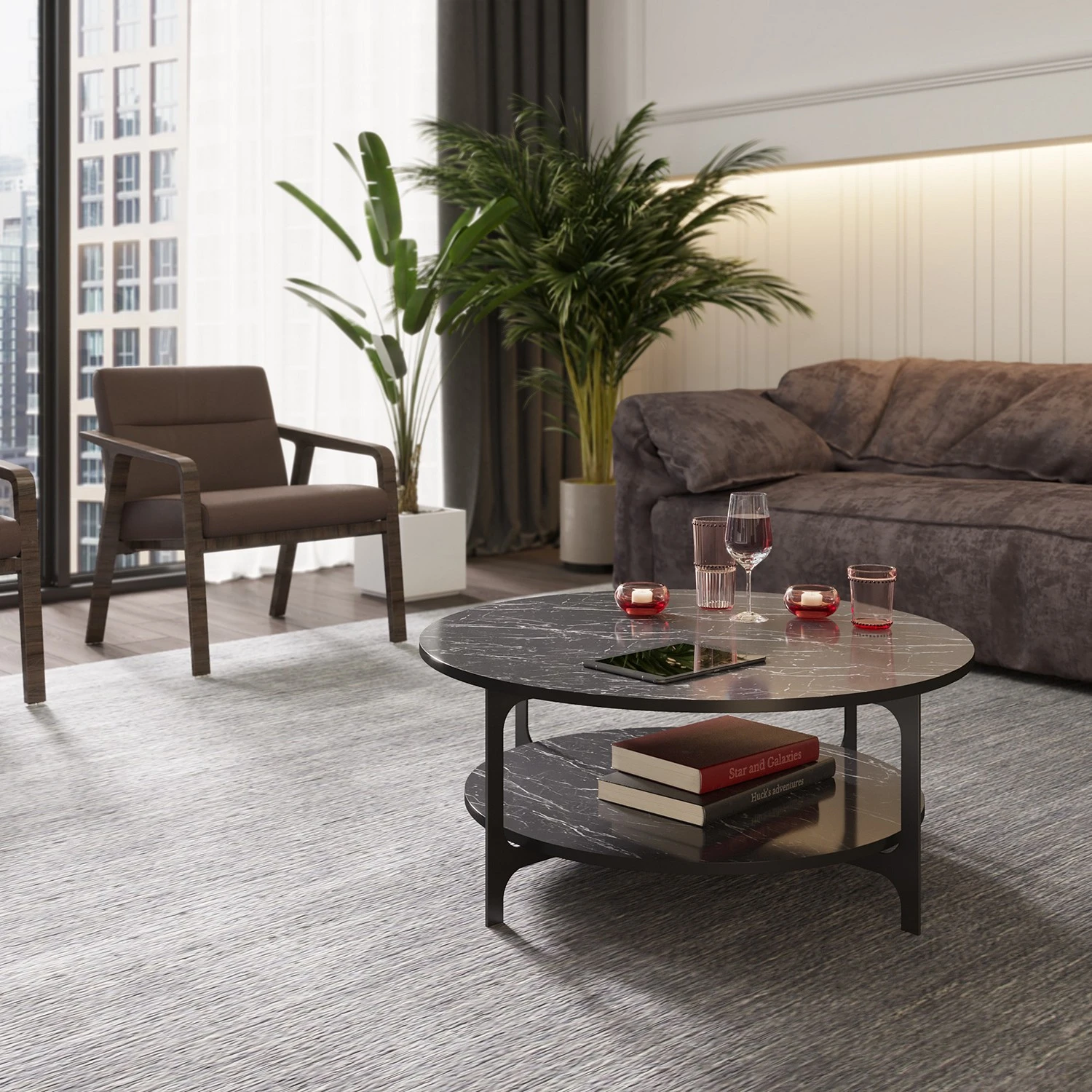 Loftscape Couchtisch Venla - Metall - Marmor Schwarz Dekor 2 Loftscape Couchtisch Venla - Metall - Marmor Schwarz Dekor – Bild 2